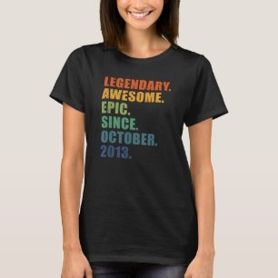 Camiseta 9.º Aniversário de outubro de 2013 Meninas 9 Anos