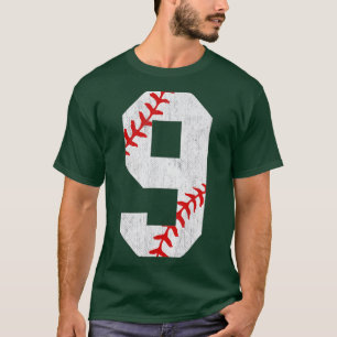 Camiseta 9.º Aniversário do Baseball Grande Número Nove 9 A