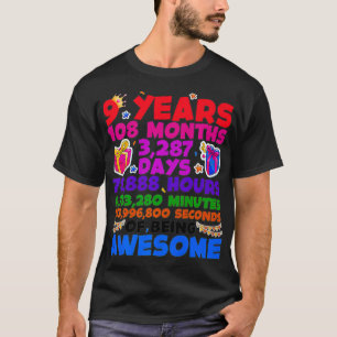 Camiseta 9.º presente de aniversário para raparigas com 9 a