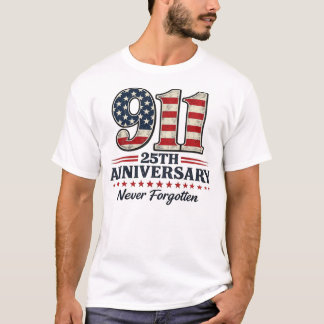 Camiseta 9/11 25º Aniversário Nunca Esquecido Americano