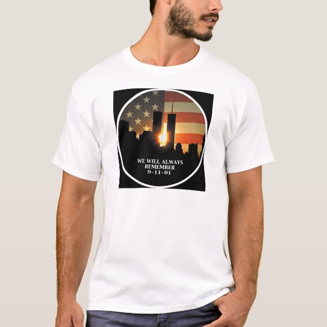 Camiseta 9-11 recorde - nós nunca esqueceremos (Frente)