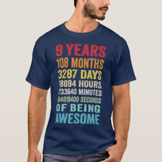 Camiseta 9 Anos 108 Meses De Ser Incrível Feliz 9º Nascimen