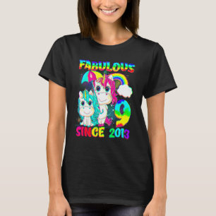 Camiseta 9 anos 9º aniversário Garota Unicórnio Fabulosa Pe
