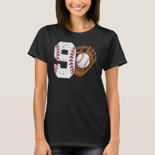 Camiseta 9 Anos 9 Anos Aniversário De Beisebol Para Festa D