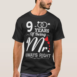 Camiseta 9 Anos De Ser O Sr. Husband 9.º Aniversário