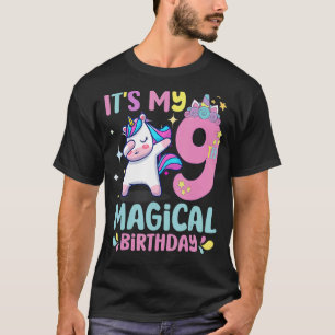 Camiseta 9 anos é meu 9º aniversário mágico Unicórnio P