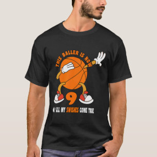 Camiseta 9 anos Feliz 9.º aniversário Bysketbyll 9.º aniver