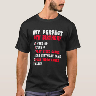 Camiseta 9 anos, meu perfeito 9.º aniversário jogador 9.º a
