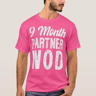 Camiseta 9 Meses de Workout WOD do Parceiro Executando Grav