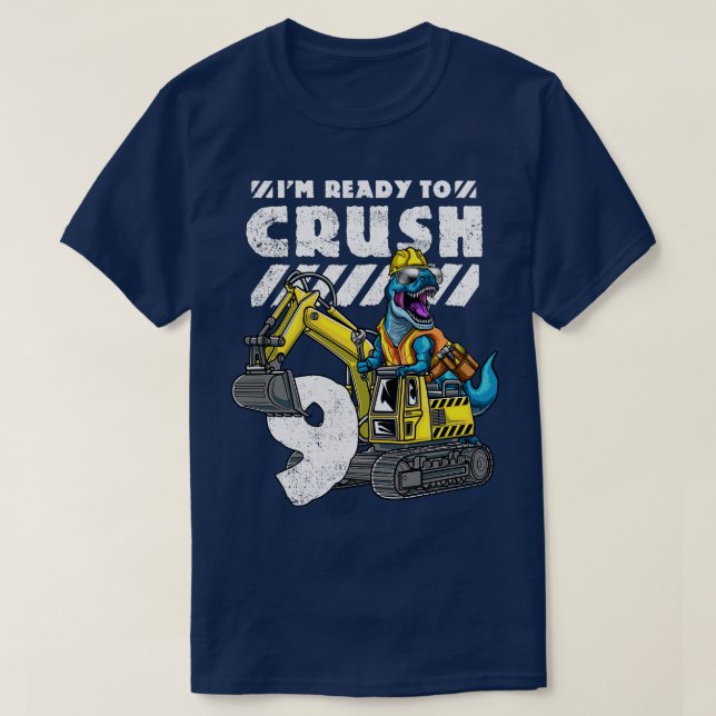 Camiseta 9.o aniversário do cavador TRex (Frente do Design)