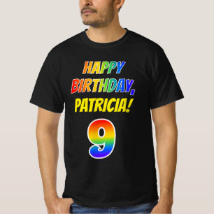 Camiseta 9.o Aniversário — Negrito, Divertido, Arco-Íri