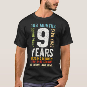 Camiseta 9.O Aniversário, Vintage De 9 Anos, Retrospectiva 