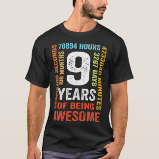 Camiseta 9.O Aniversário, Vintage De 9 Anos, Retrospectiva 