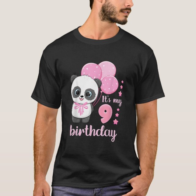 Camiseta 9 Panda K Balloons It'S My 9Th (Frente)