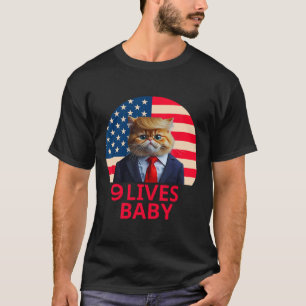 Camiseta 9 Vidas Pelo Gato Trump 2024 Vitória Vencedor Trum