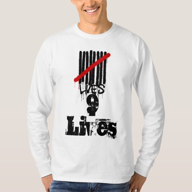 Camiseta 9 vidas Sleev longo (Frente)