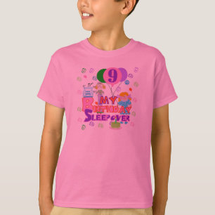 Camiseta 9o Sleepover do aniversário