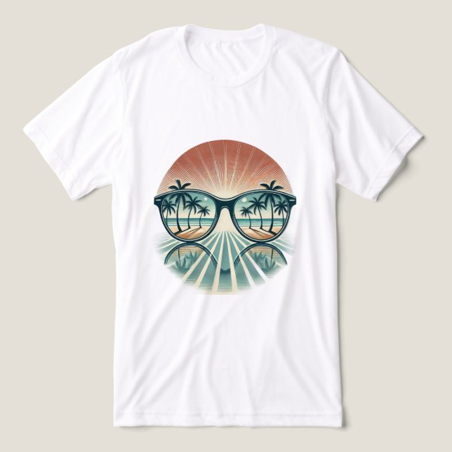 Camiseta 9os Vintage Óculos de sol Verão (Design frontal)
