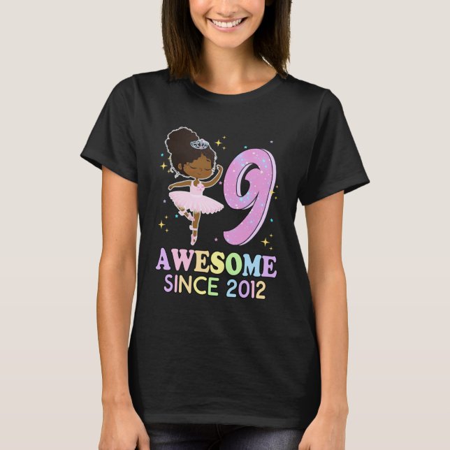 Camiseta 9th Bday Awesome Since 2012 Melanin Pride African  (Frente)