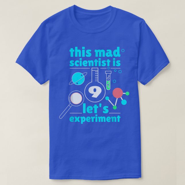 Camiseta 9th Birthday Nine Bday Science Mad Scientist Chemi (Frente do Design)