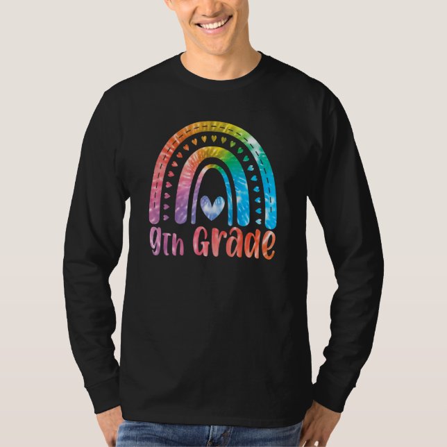 Camiseta 9th Grade Tie Dye Rainbow First Day Of Schoo Back  (Frente)