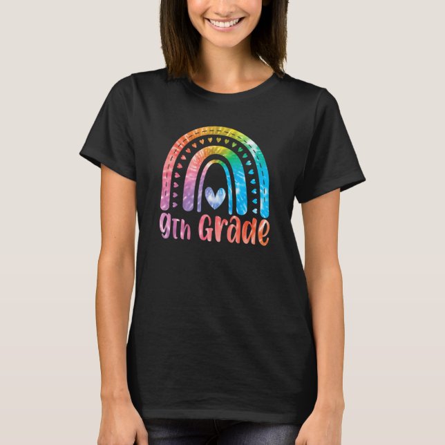 Camiseta 9th Grade Tie Dye Rainbow First Day Of Schoo Back  (Frente)