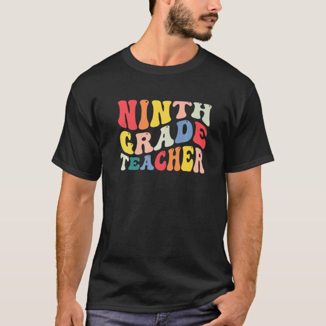 Camiseta 9th Ninth Grade Teacher Back To School Retro Groov (Frente)