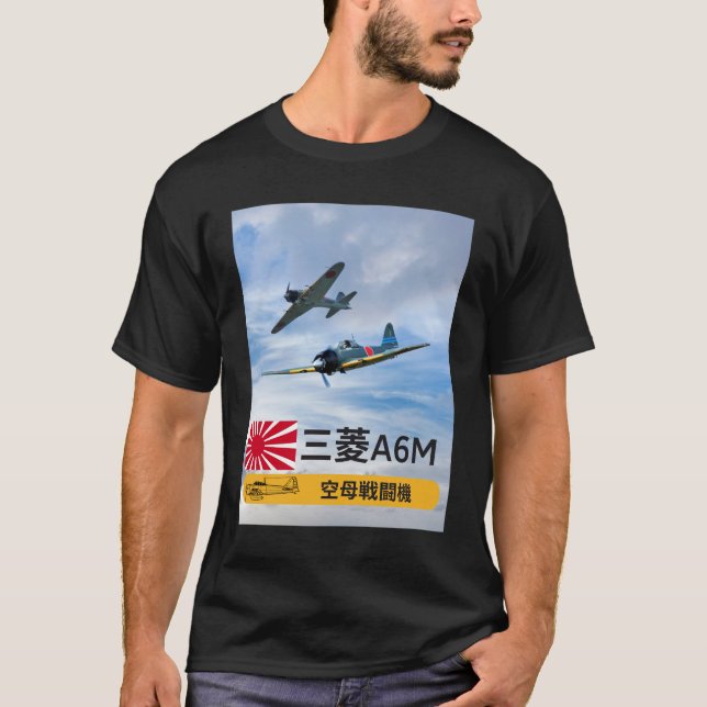 CAMISETA A6M MITSUBISHI "ZERO" FIGURA QUADRÃO (Frente)
