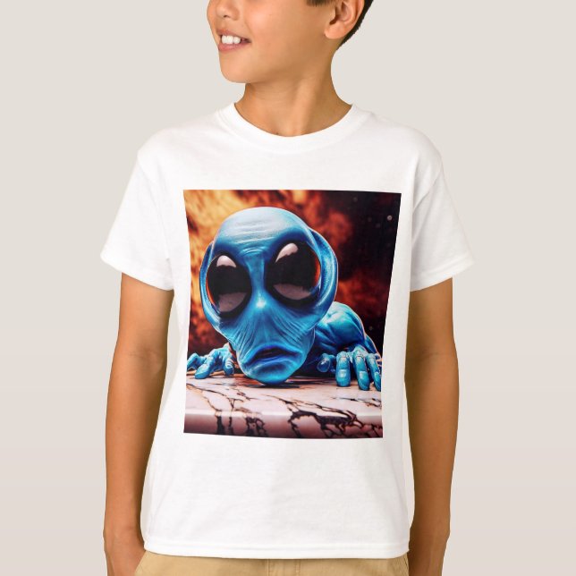 Camiseta a-57 Equipe, Curioso Alien Azul (Frente)