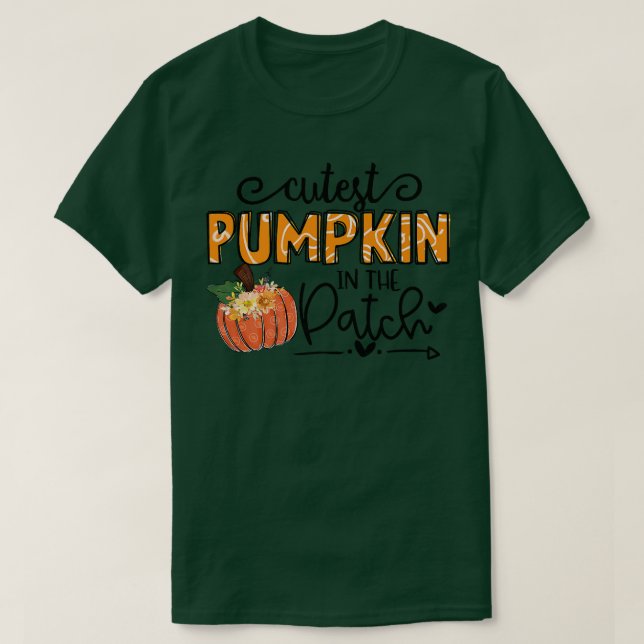 Camiseta A Abóbora Mais Corajosa No Patch Halloween Cai Gra (Frente do Design)