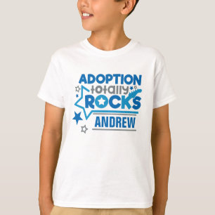 Camiseta A adopção personalizada balança o cinza azul