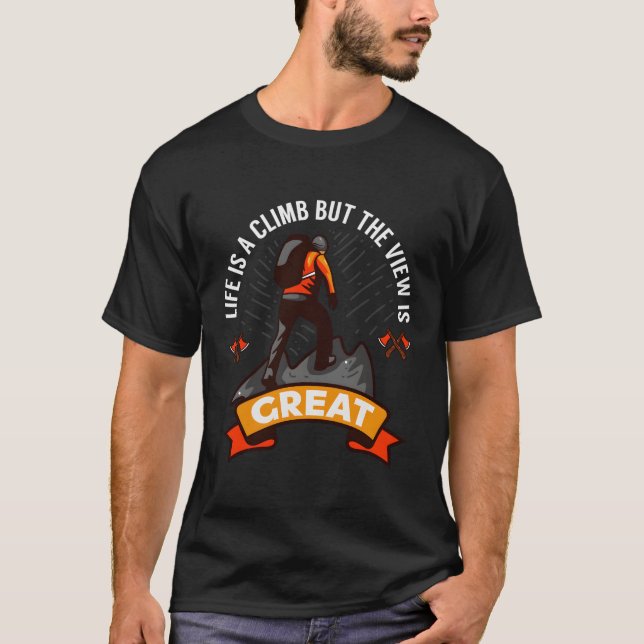 Camiseta A Adventure Hike-Life É Uma Subida, Mas A Visão É  (Frente)