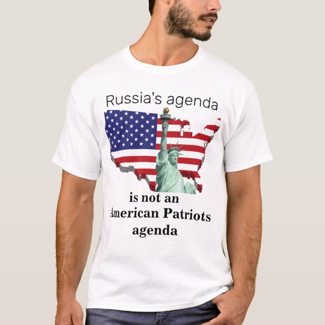 Camiseta A agenda russa não é uma agenda dos Patriotas Amer (Frente)