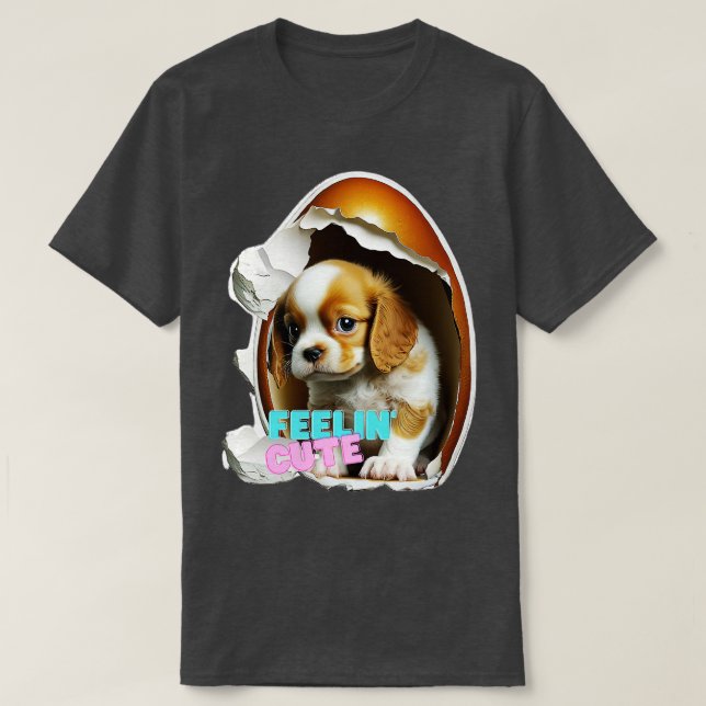 Camiseta A alegria do cão no ovo (Frente do Design)