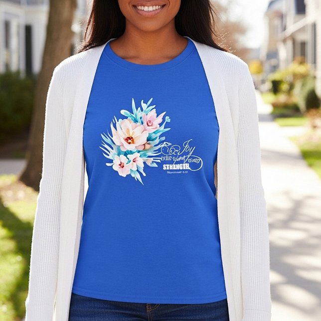 Camiseta A Alegria do Senhor floral (Criador carregado)