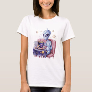 Camiseta A alienígena bonita para amantes de café