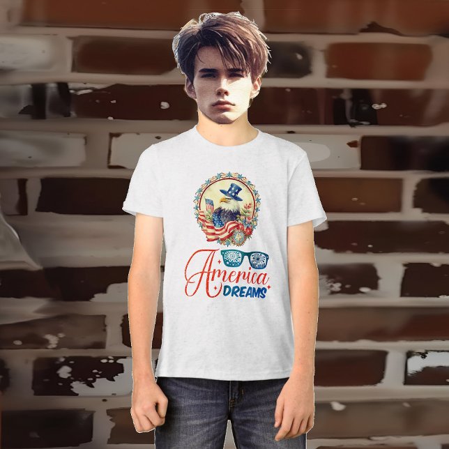 Camiseta A América Balde Eagle Sonha a Independência Patrió (Bald Eagle America Dreams Independence Patriotic Tri-Blend Shirt)