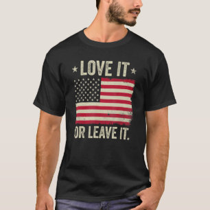 Camiseta A América O Ama Ou O Deixa Na Bandeira Americana