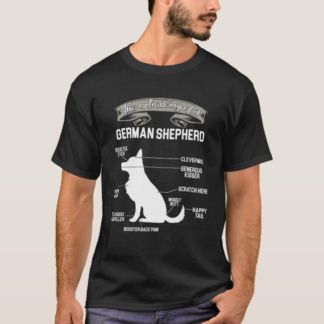 Camiseta A Anatomia De Um Cachorro German shepherd (Frente)