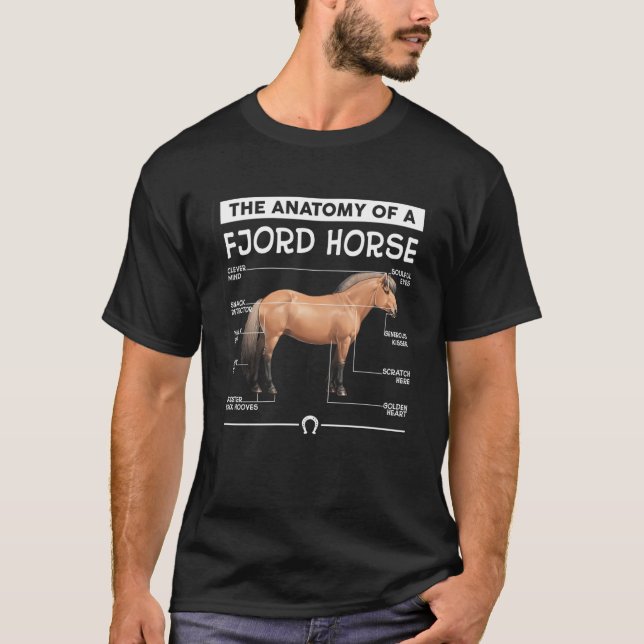 Camiseta A Anatomia De Um Cavalo De Fjord (Frente)