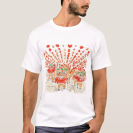 Camiseta A Aquarela de Dança de Leão Chinês