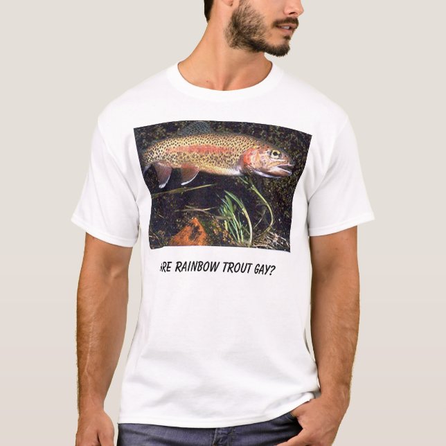 Camiseta a arco-íris-truta, é gay da truta de arco-íris? (Frente)