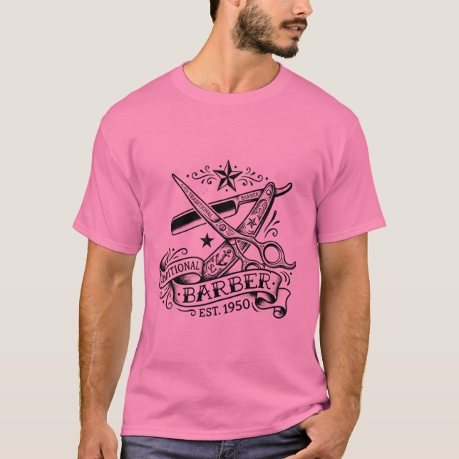 Camiseta A Aresta Afiada | Gráfico Flash de Barbeiro Old-Sc (Frente)