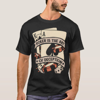 Camiseta A Arte da Decepção Mãos de Pôquer Texas Holdem Jog
