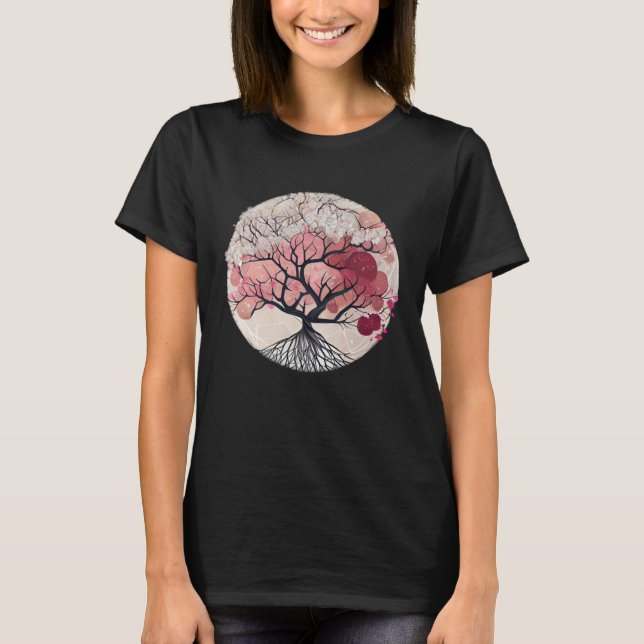Camiseta A árvore da vida de Primavera Cherry Blossom (Frente)