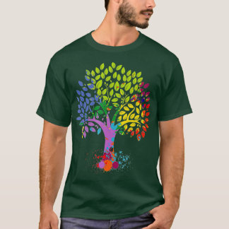 Camiseta A Árvore De Vidas Árvore Multicolorida Mudando De
