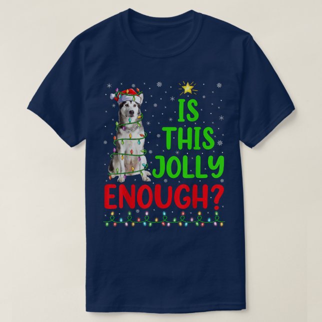 Camiseta A Árvore De Xmas É Jolly O Suficiente Para Malamut (Frente do Design)