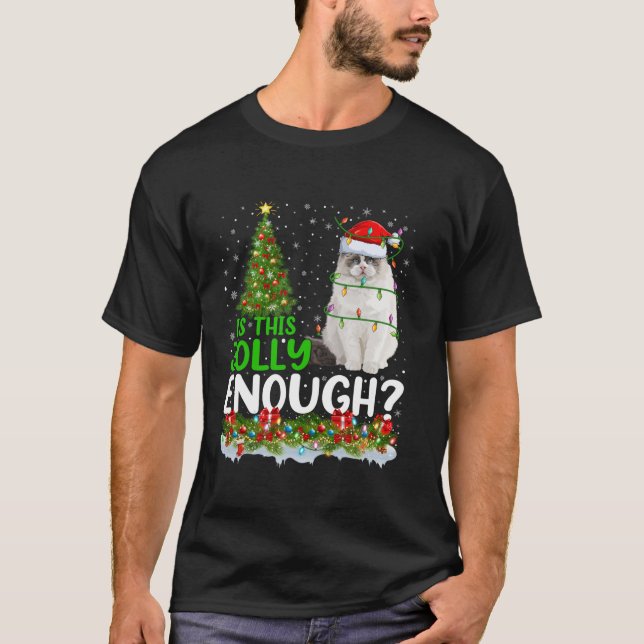 Camiseta A Árvore De Xmas É Papai noel Suficiente De Ragdol (Frente)