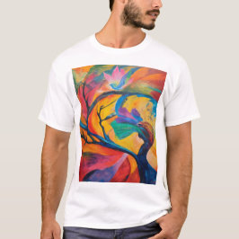 Camiseta A Árvore Mística e o Pássaro Colorido