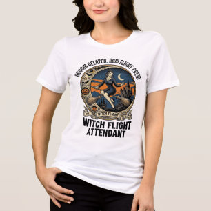 Camiseta A assistente de voo bruxa do Halloween vassoura qu